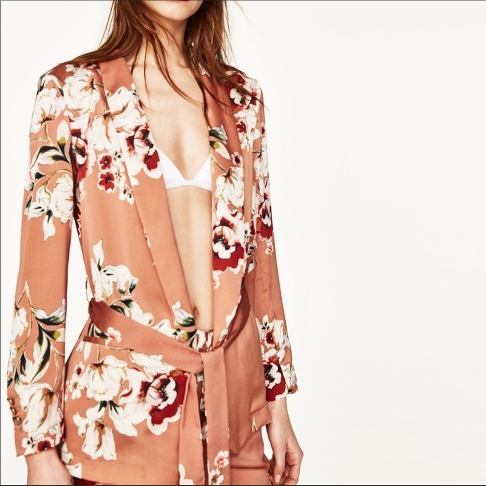 Zara floral blazer jacket